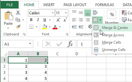 how to merge and center in excel vertically