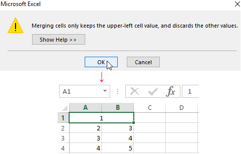 excel split cells into neighboring