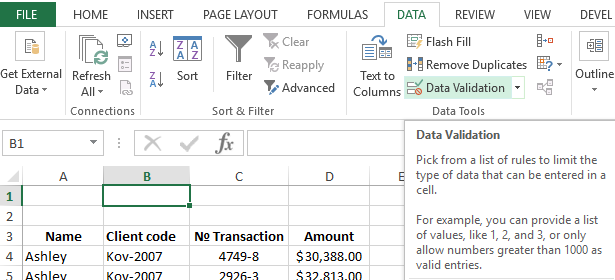 Data Validation.