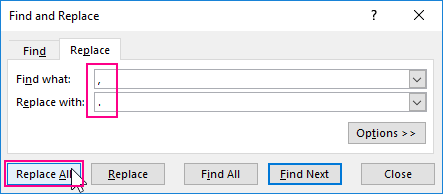 Replace comma instead dot.
