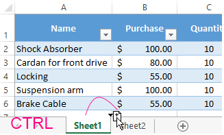 drag the tab of the sheet.