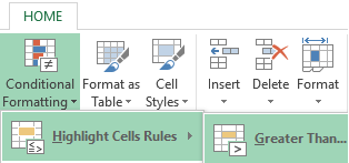 Highlight Cells Rules.