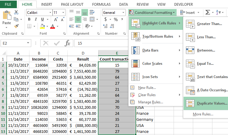 Duplicate Values.