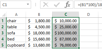 Calculation formula.