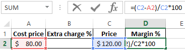 dimension of the margin.