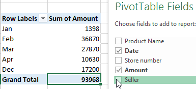 What pivot table toolbar button update data in Excel