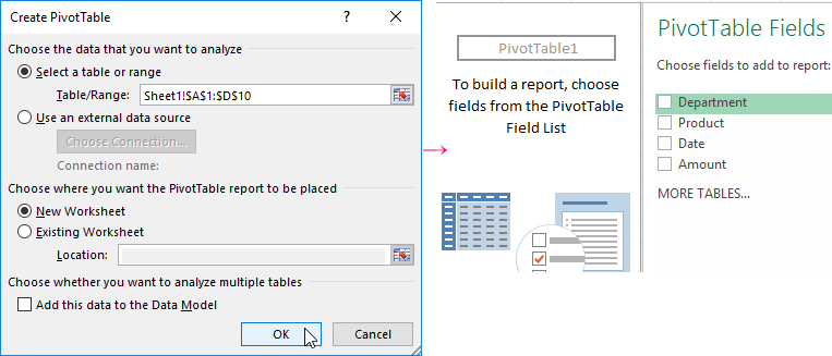 Create PivotTable.