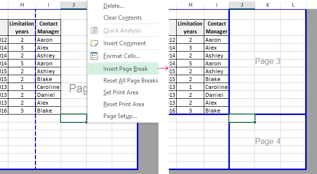how to change print area in excel