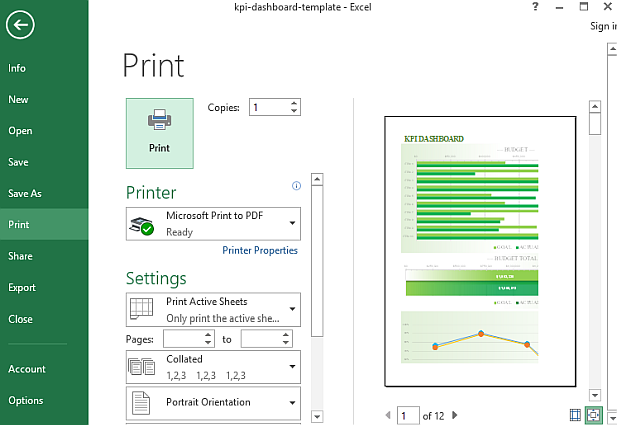 Preview in Excel before of printing documents