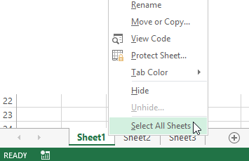 Select All Worksheets.