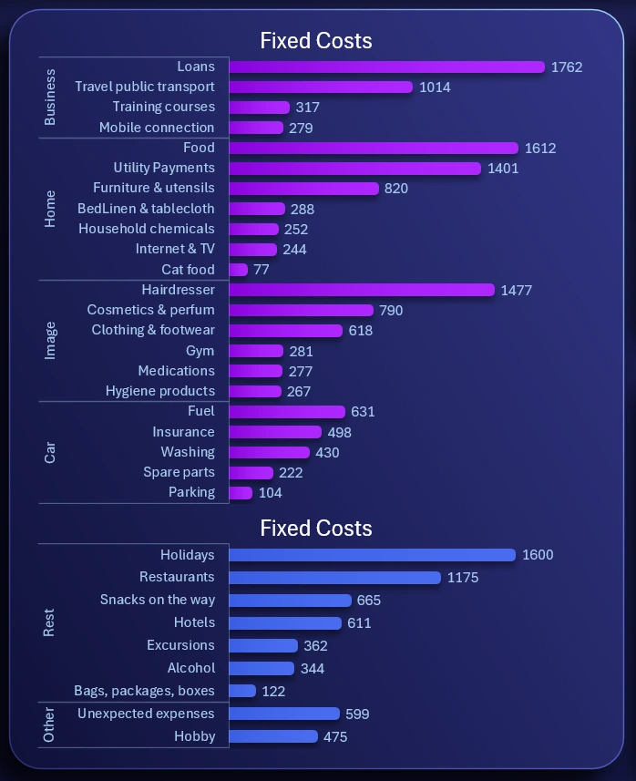 Annual expense categories