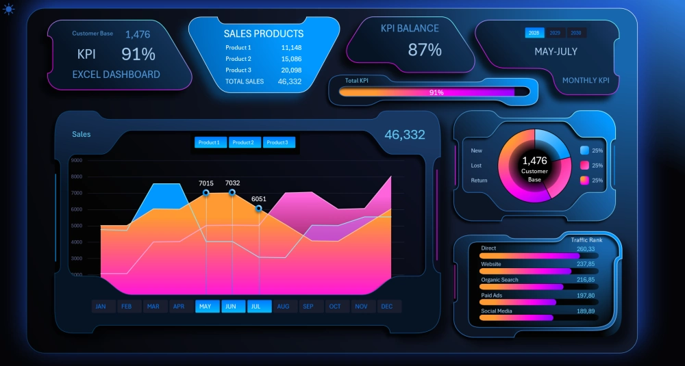 Modern dashboard for sales analysis