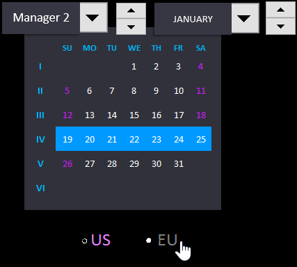 Interactive calendar in Excel.