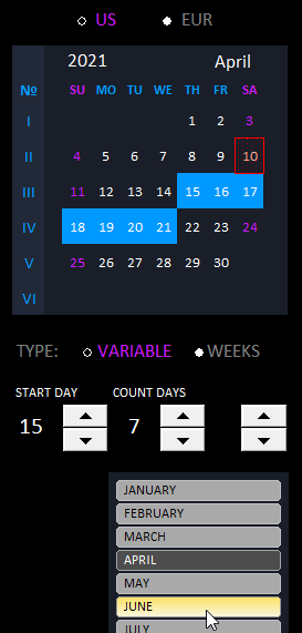 Visual calendar