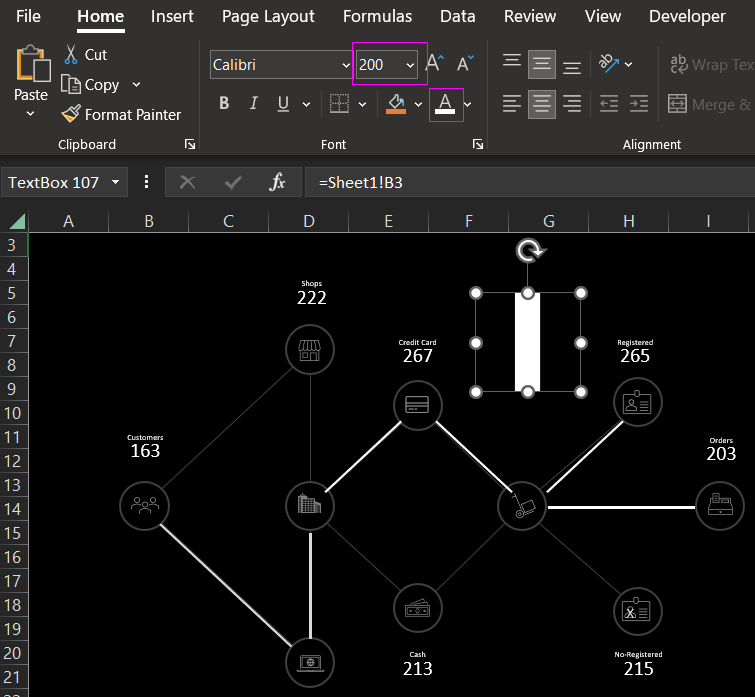 Reference color and font size