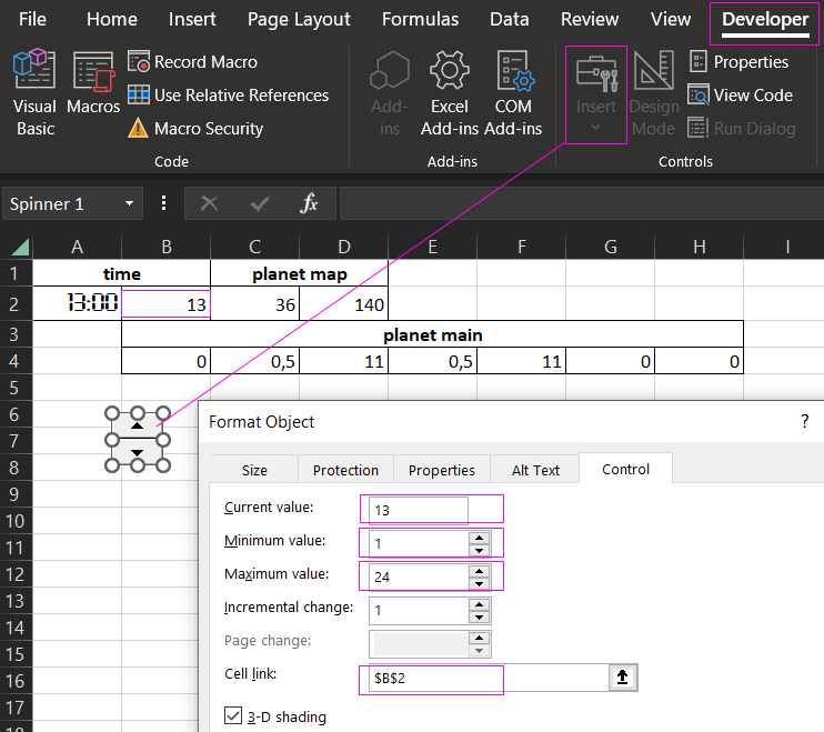 Shape control element counter