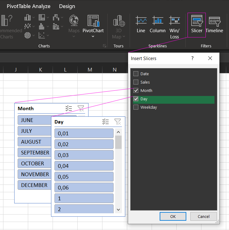 How to create a slice filter with buttons