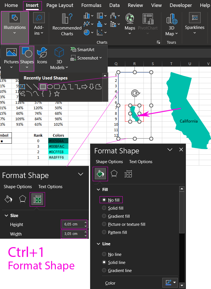 Customize text fill shapes