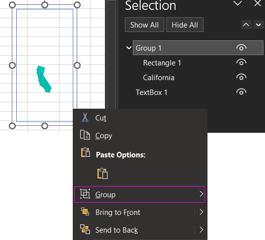 Group vector shapes in Excel