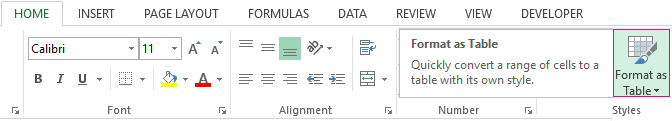 Format As Table.