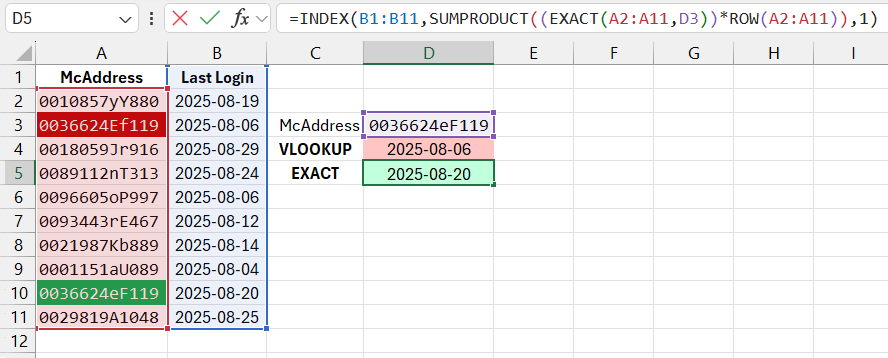 Text value search in a column.