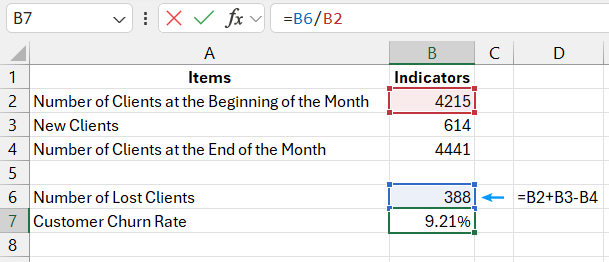 Calculate customer churn.