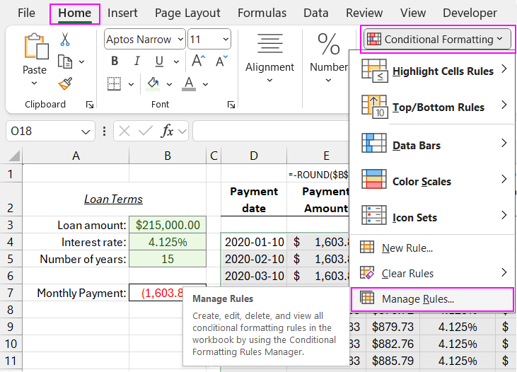 Create formatting rule.