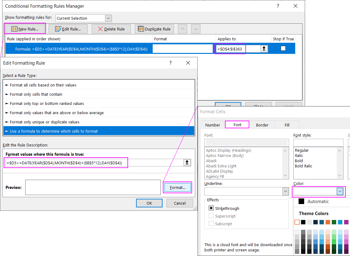 Use a formula to format cells.