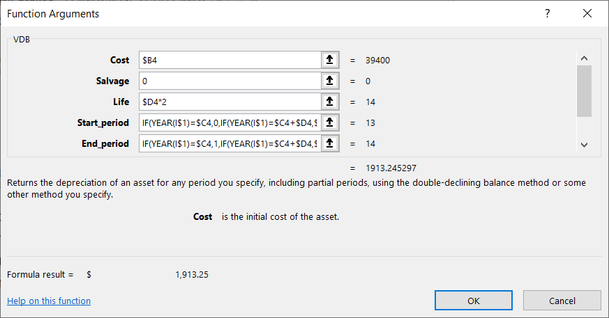 VDB function syntax.