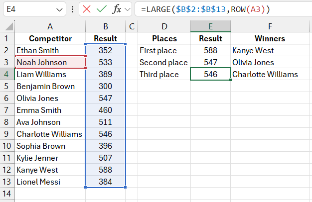 extracting multiple largest values