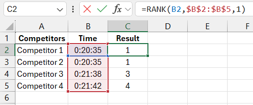 two or more identical values