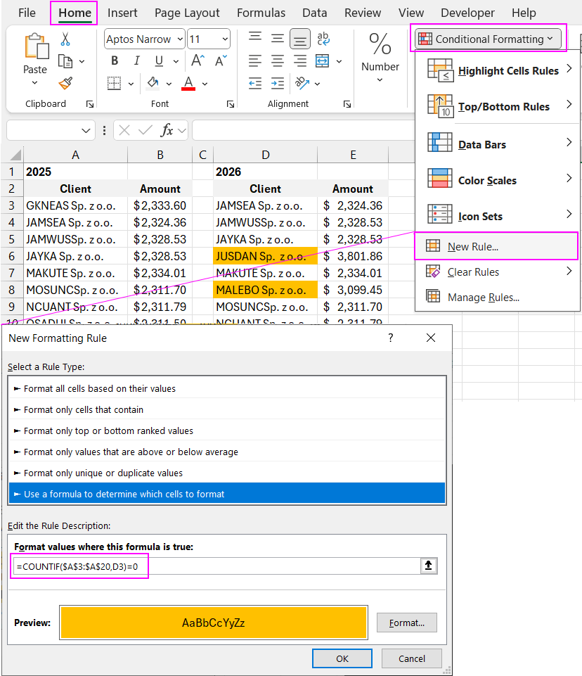 Conditional formatting.