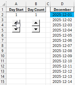 date selection