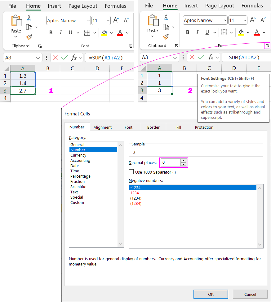 Example of a rounding error.