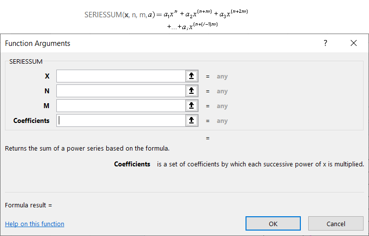 SERIES.SUM function formula.