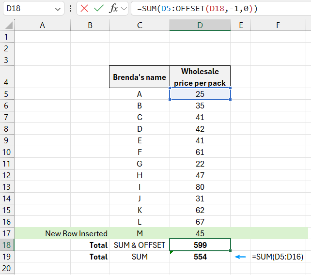 auto-sum when adding new rows