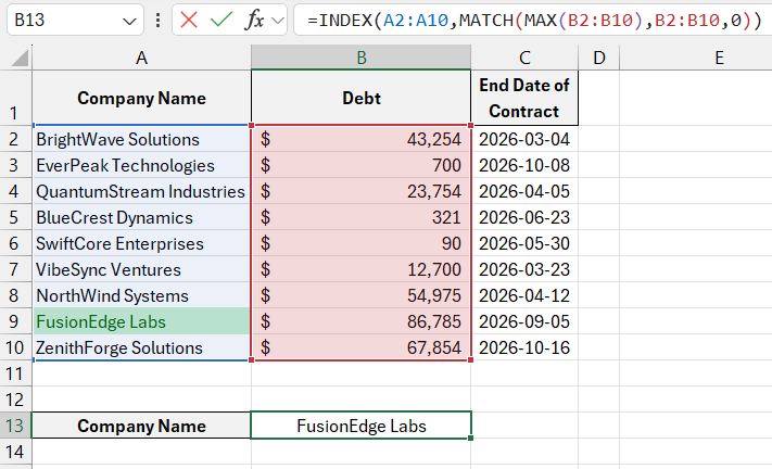 Alternative INDEX and MATCH formula