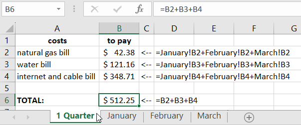 Standard Excel Arithmetic Formula