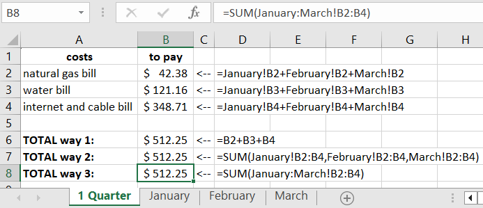 Three-Dimensional Excel References