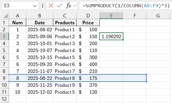 Calculation formula.