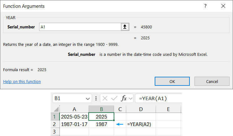 YEAR Function Example