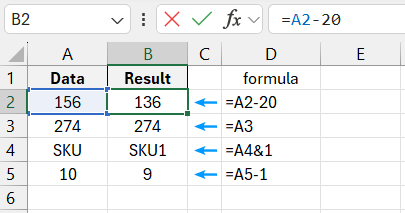 Sample data table