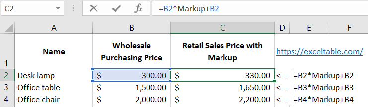 Markup1 in Formula