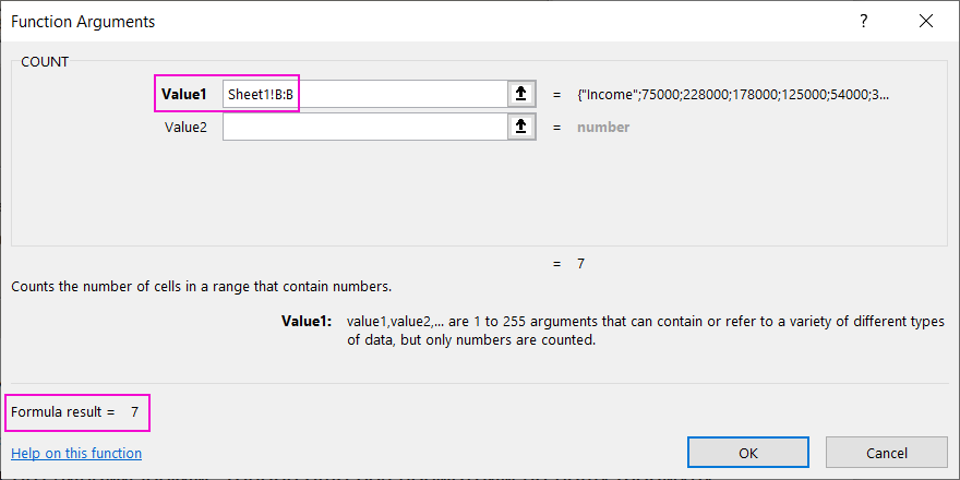 COUNT Formula