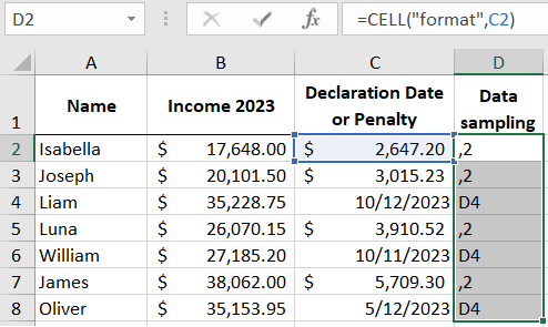 Intermediate format formula results