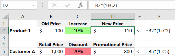 Add and subtract percentage