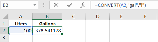 100 gallons to liters