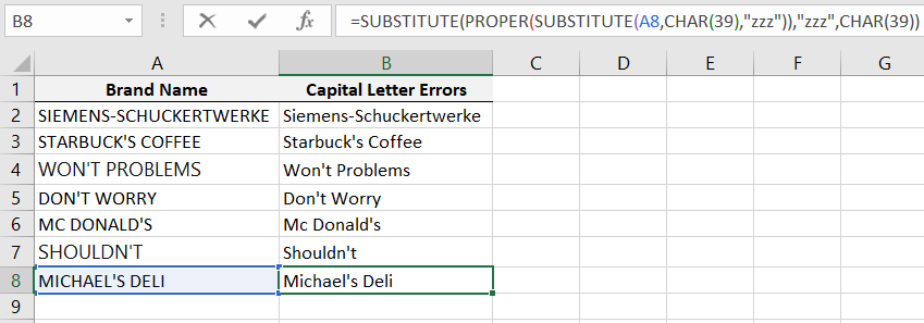 Readable CHAR function formula.