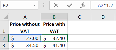 Table with Formulas