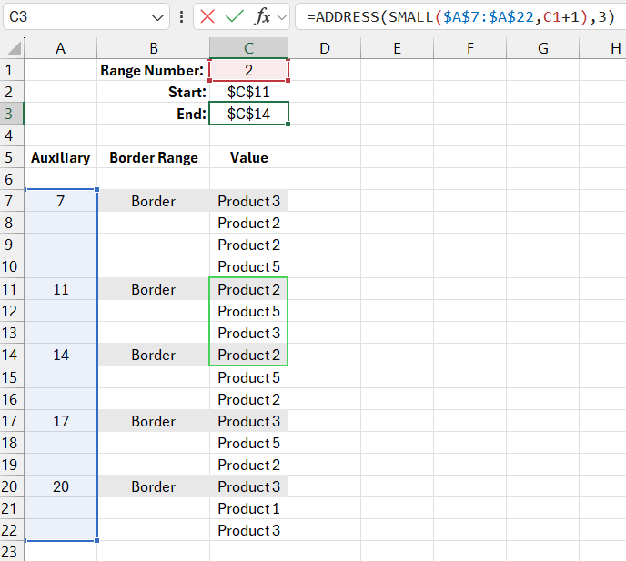 determine the address of the first cell.